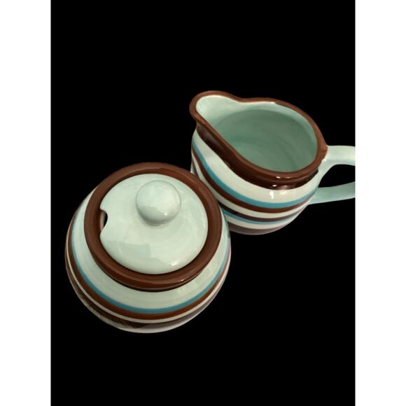 Vintage, Beautiful Set of Laurie Gates "Gates Ware" Creamer, Sugar with Lid - Picture 6 of 7